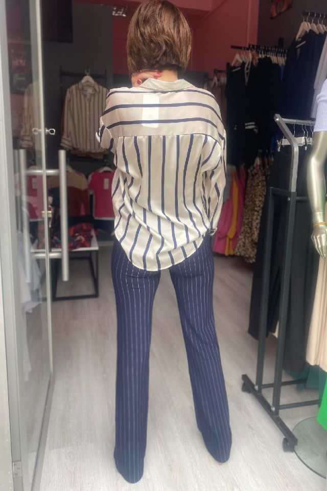 Çizgili Saten Gömlek