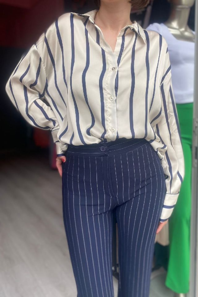 Çizgili Pantolon- Lacivert