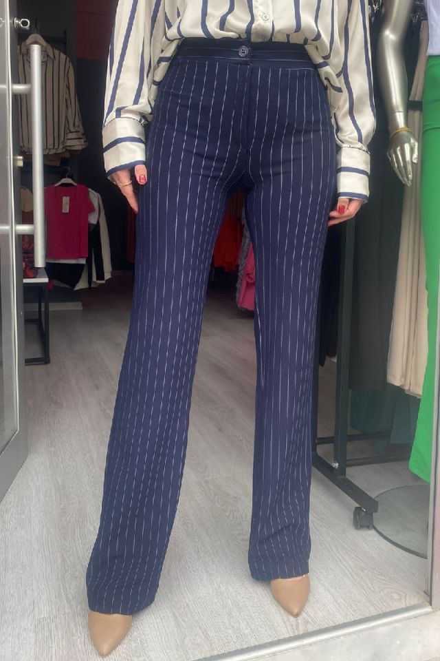 Çizgili Pantolon- Lacivert