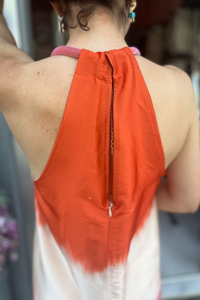 Kolyeli Renkli Saten Elbise