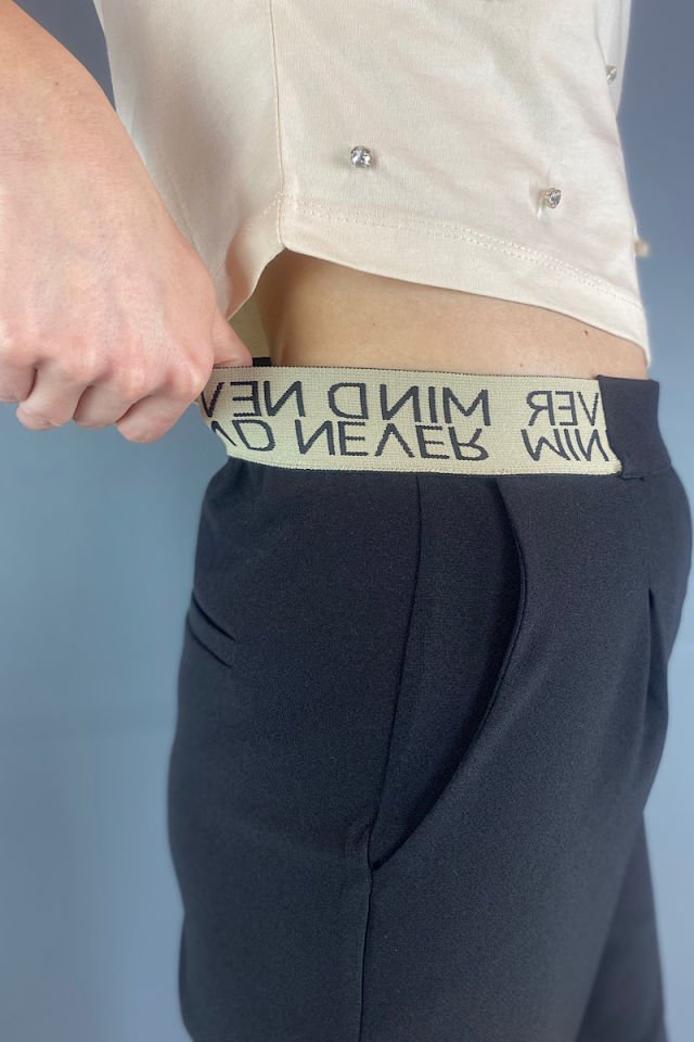 Arkası Lastikli Pantolon -Siyah