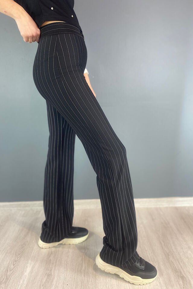 Çizgili Pantolon-Siyah