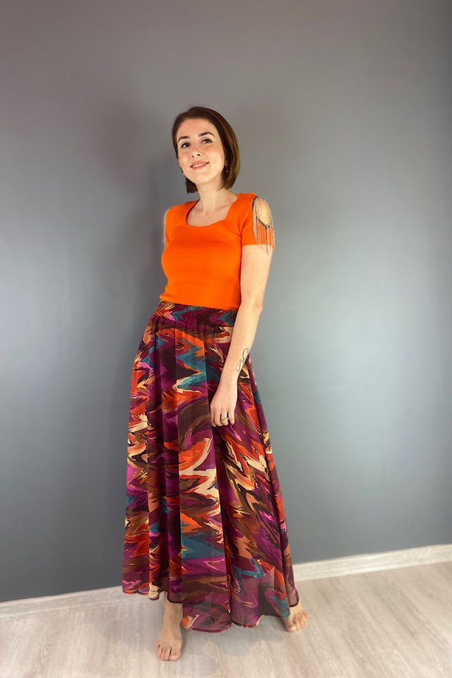 Omuz Zincirli Triko-Turuncu