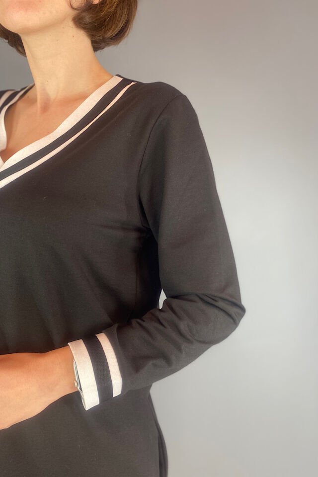 Bilek ve Yaka Lastikli Sweat Elbise