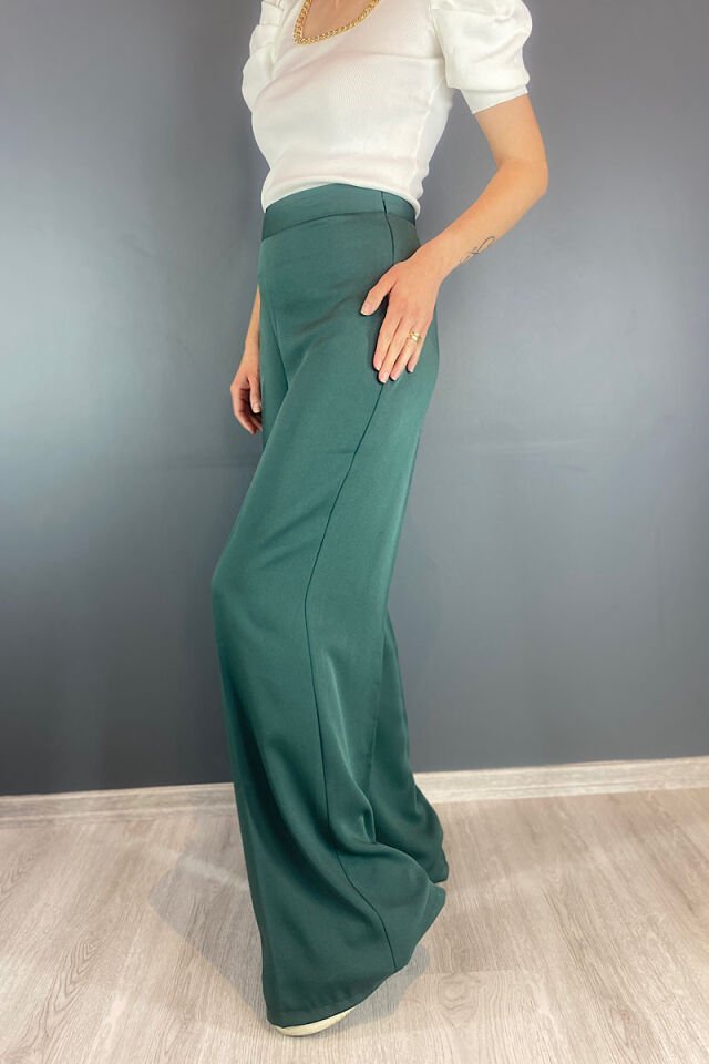 Salaş Krep Pantolon -Koyu Yeşil