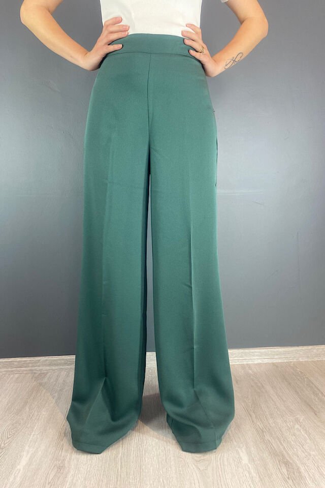 Salaş Krep Pantolon -Koyu Yeşil
