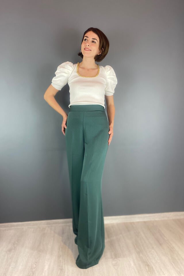 Salaş Krep Pantolon -Koyu Yeşil