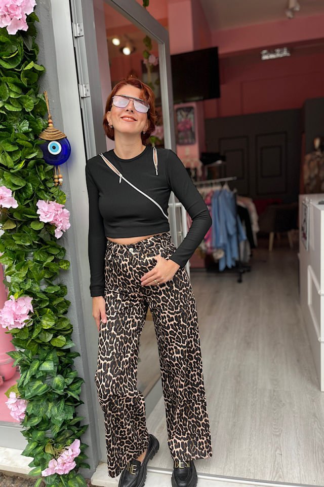 Palazzo Leopar Pantolon-Kahve