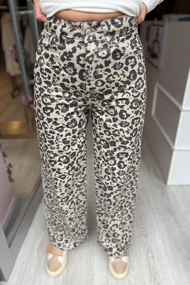 Palazzo Leopar Pantolon-Bej