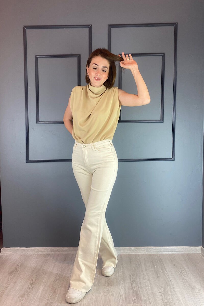 Bol Paça Gabardin Pantolon-Ekru