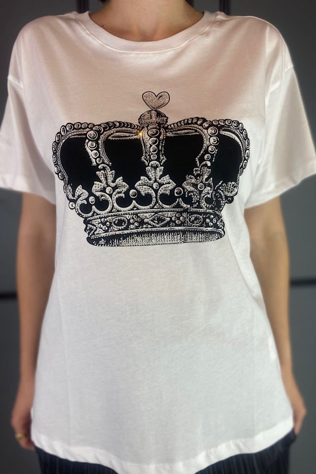 Taçlı Tişört -Beyaz