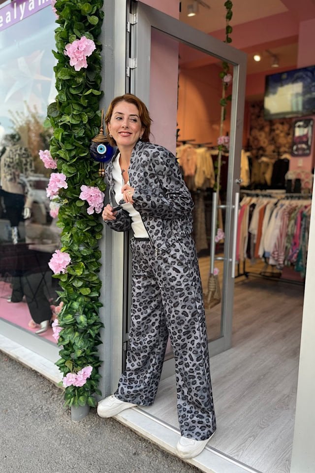 Polar  Leopar Desen Takım -Antrasit