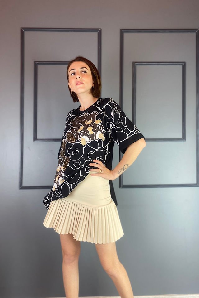 Ayıcıklı Tişört -Siyah