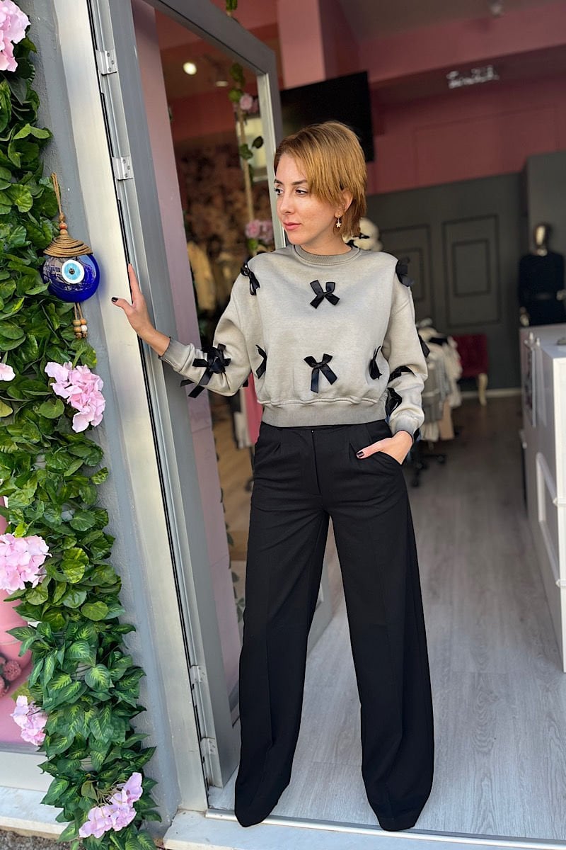 Bol Paça Pantolon-Siyah