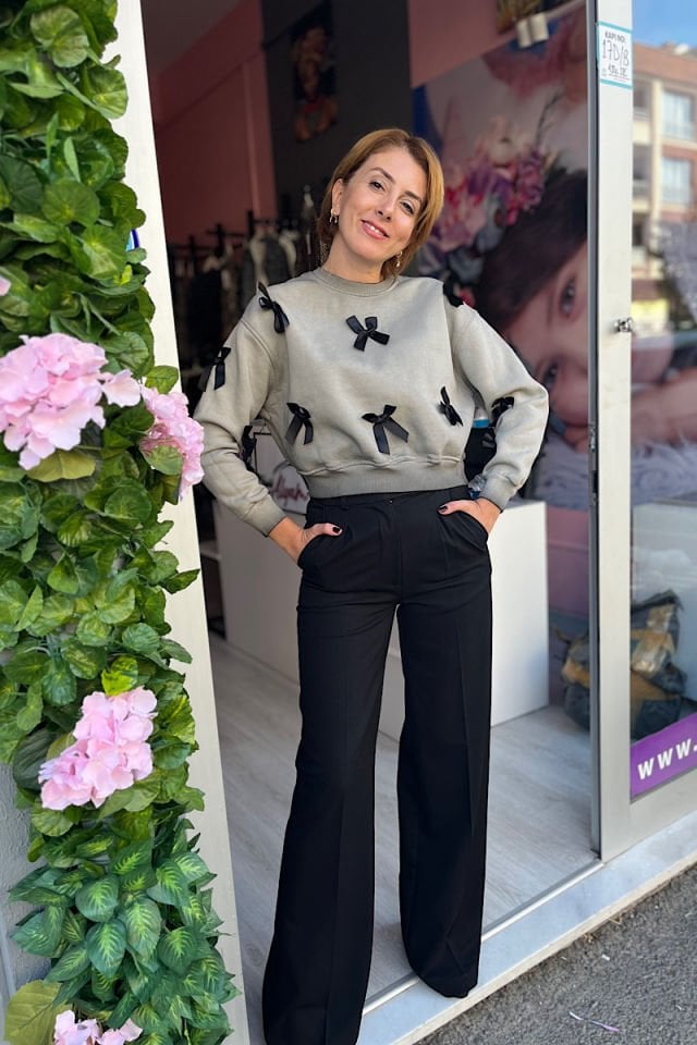 Bol Paça Pantolon-Siyah