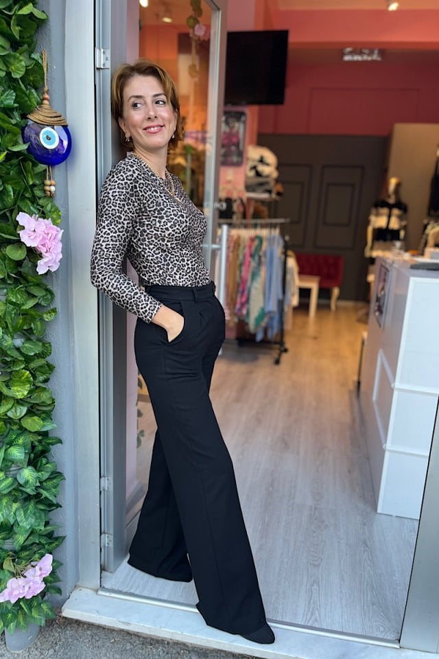 Bol Paça Pantolon-Siyah