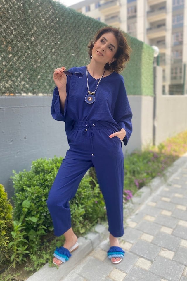 Pantolon Bluz Takım -Lacivert