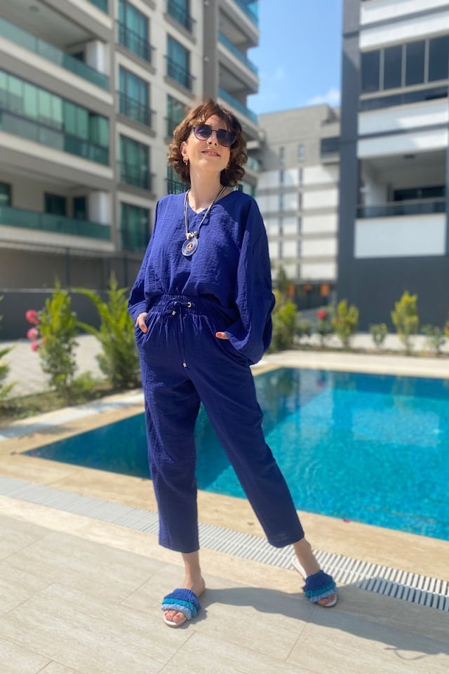 Pantolon Bluz Takım -Lacivert