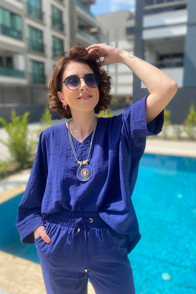 Pantolon Bluz Takım -Lacivert