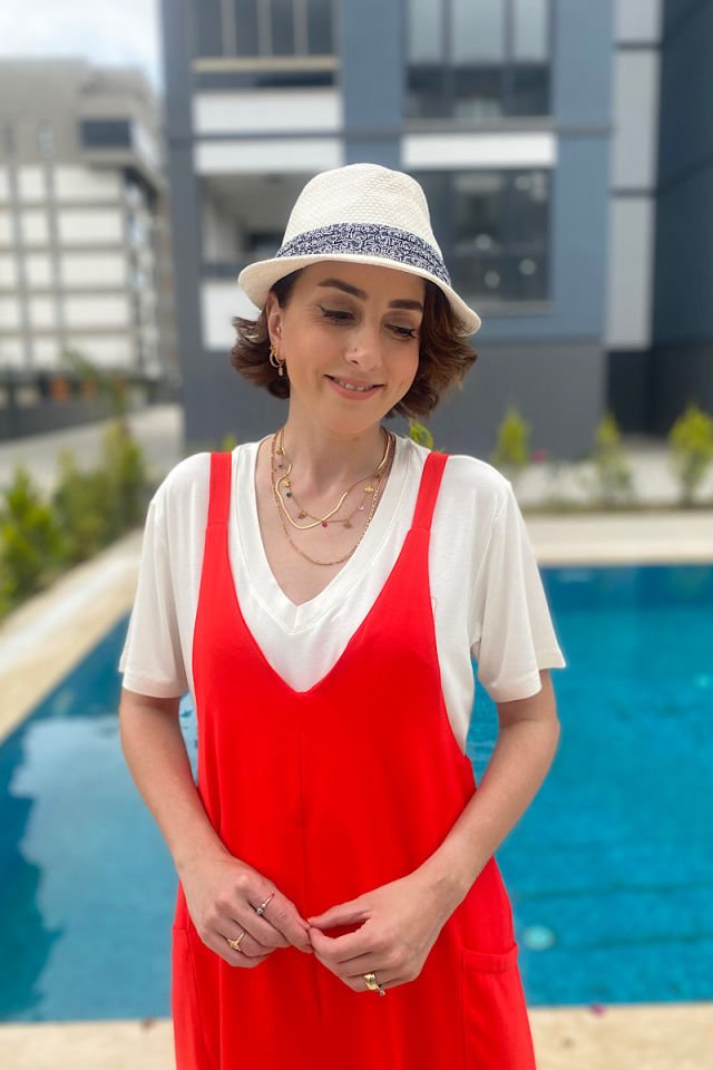 Askıları Ayarlanabilir Tulum-Nar Çiçeği