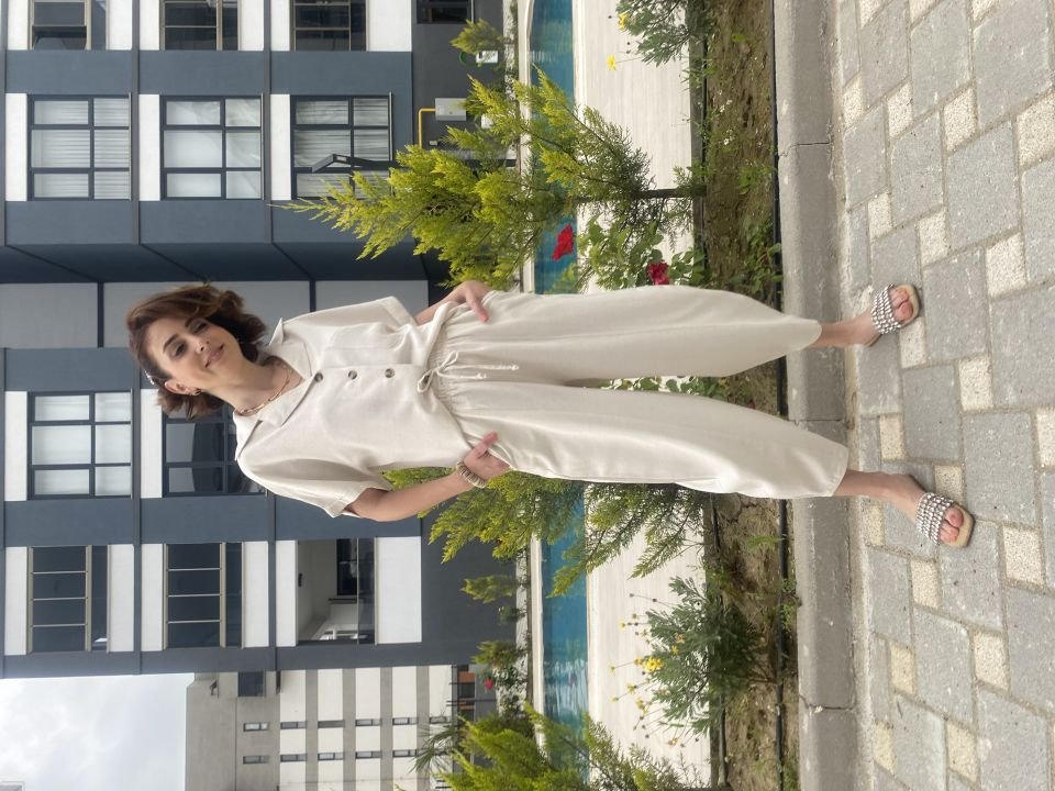 Şalvar Keten Pantolon-Taş