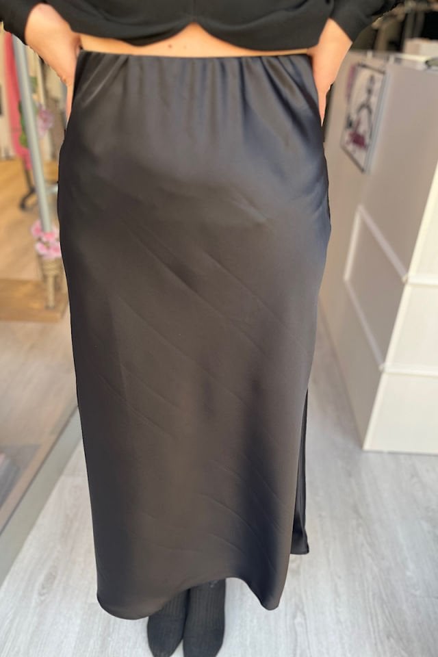 Saten Çan Etek-Siyah