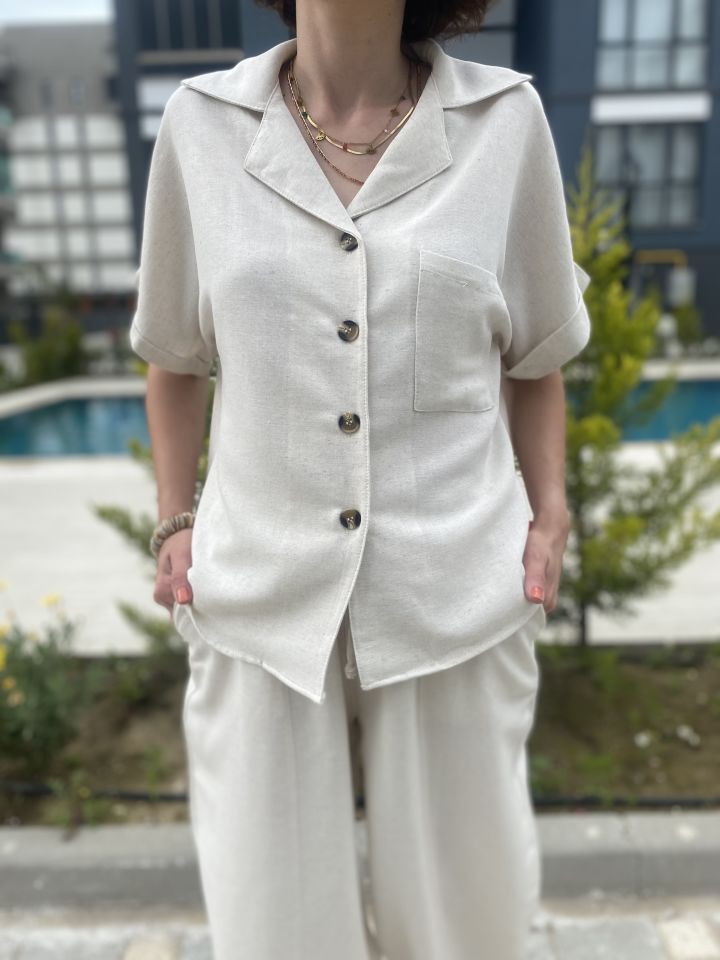 Yarasa Kol Gömlek -Taş