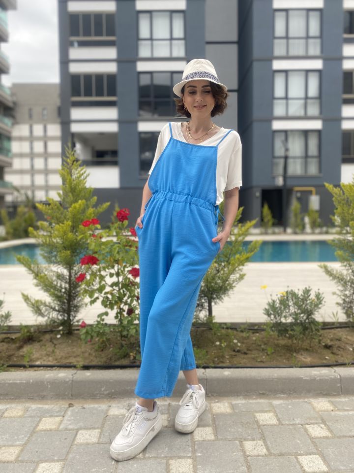 İp Askılı Tulum-Mavi