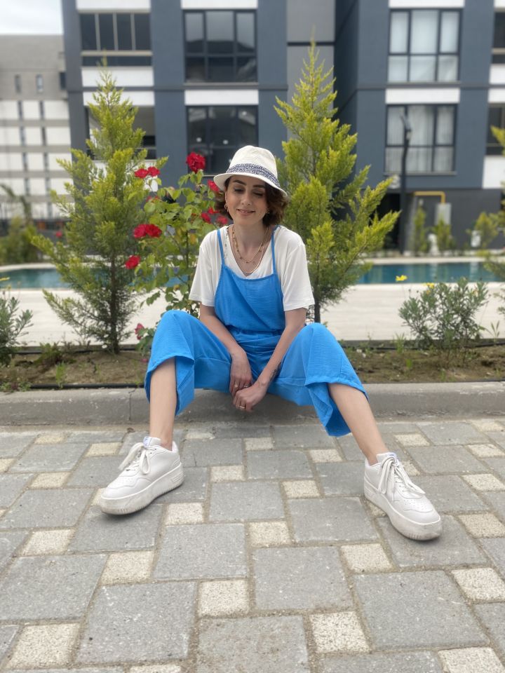 İp Askılı Tulum-Mavi