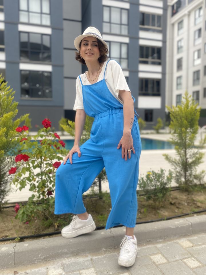 İp Askılı Tulum-Mavi