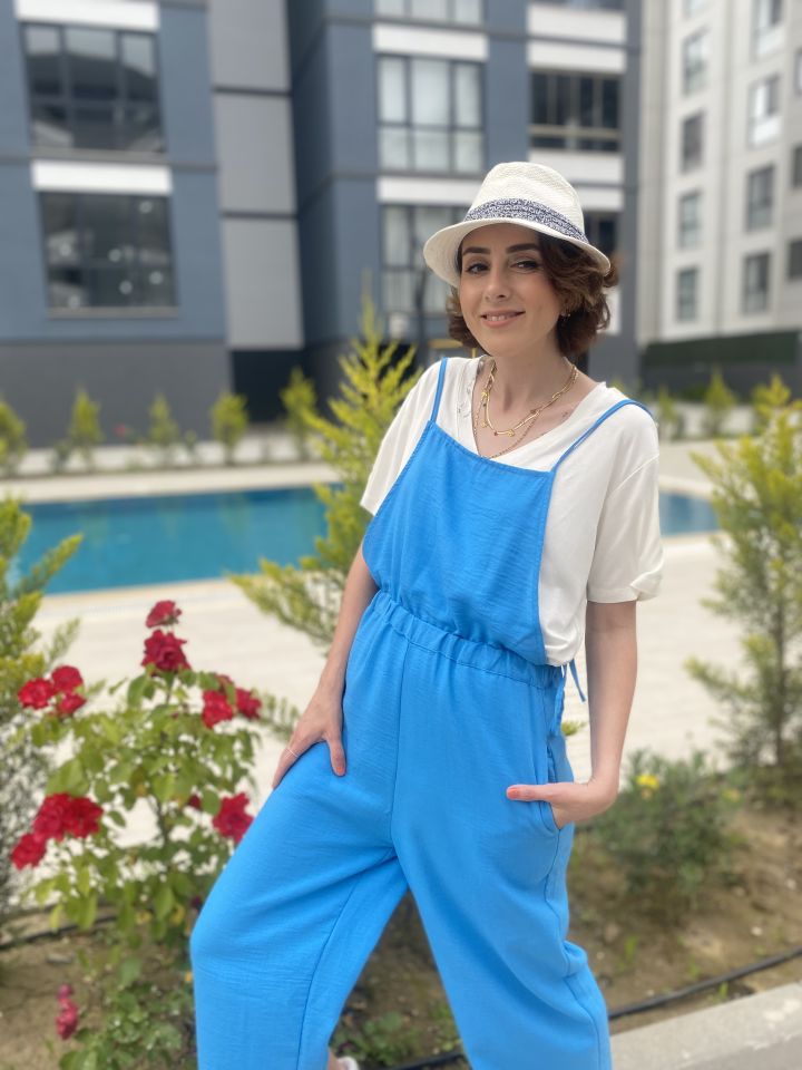 İp Askılı Tulum-Mavi