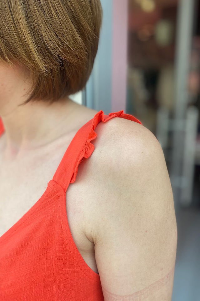 Askılı Elbise -Nar Çiçeği