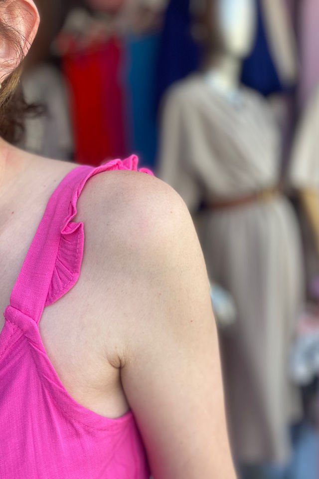 Askılı Elbise-Fuşya