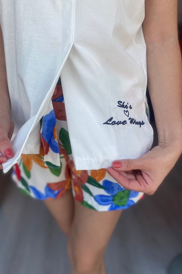 Tüy Nakışlı Bluz-Ekru