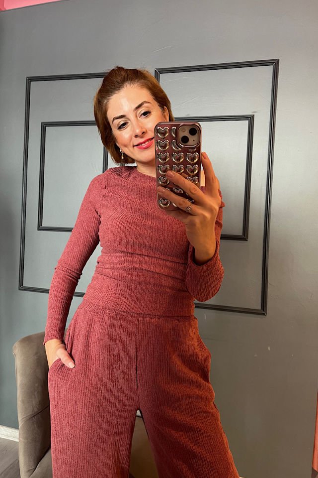 Kayık Yaka Takım-Bordo