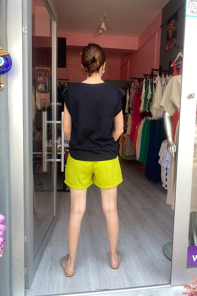 İki Cepli Tişört-Siyah