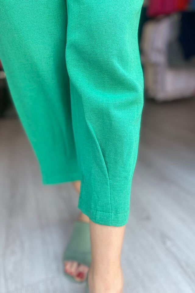 Pilili Keten Pantolon-Çimen Yeşili