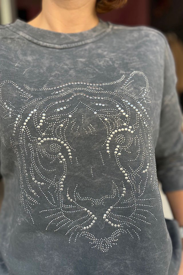 Yıkamalı Sweatshirt-Gri