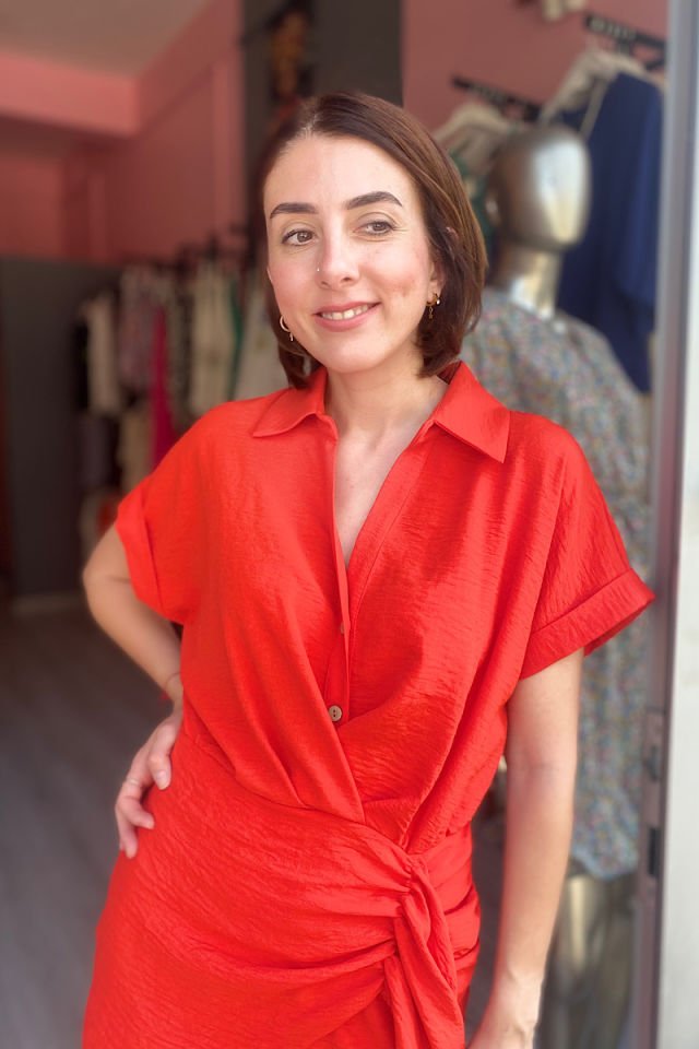 Ayrobin Elbise-Mercan