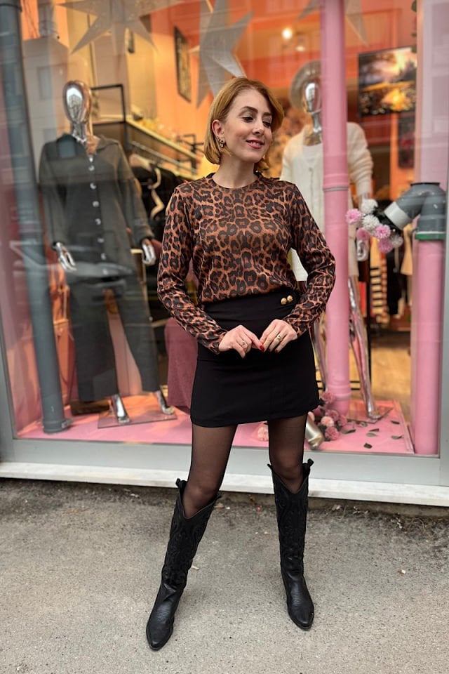 Leopar Desen Triko-Tarçın