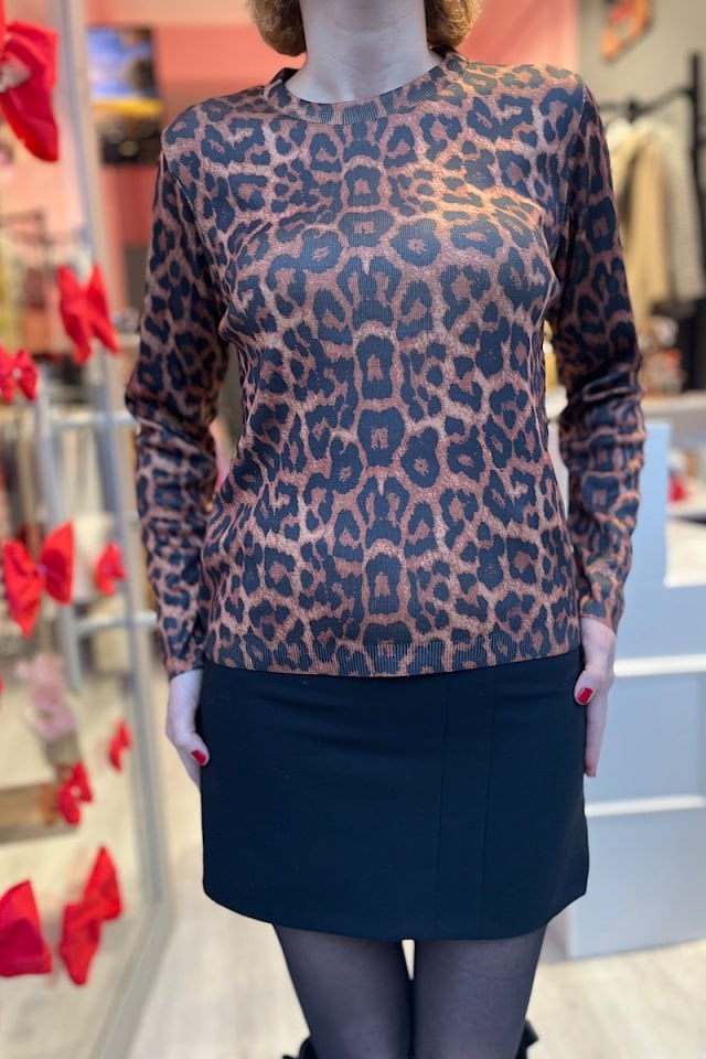 Leopar Desen Triko-Tarçın