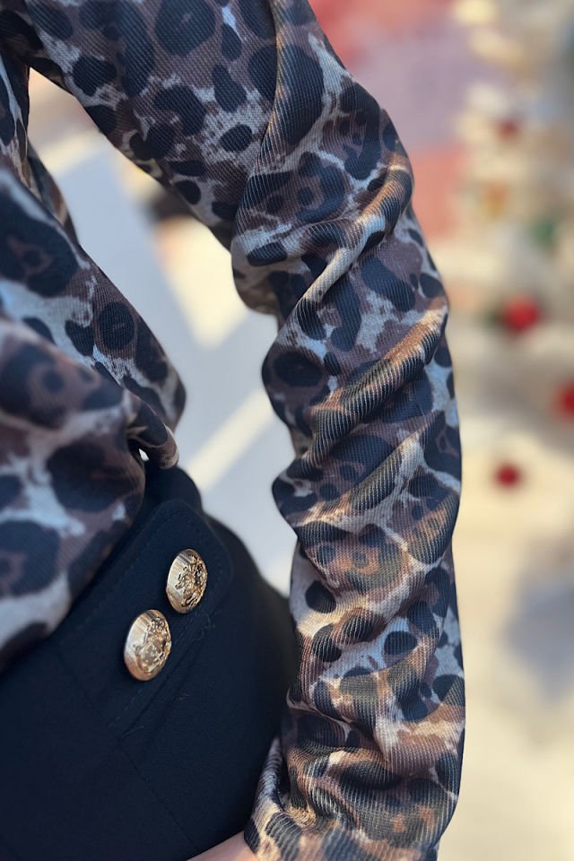 Leopar Desen Triko-Kahve