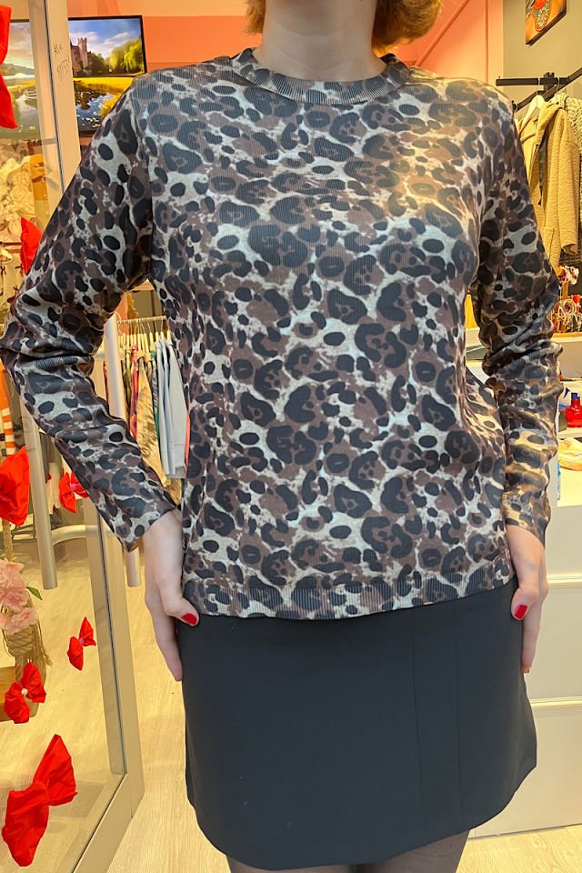 Leopar Desen Triko-Kahve