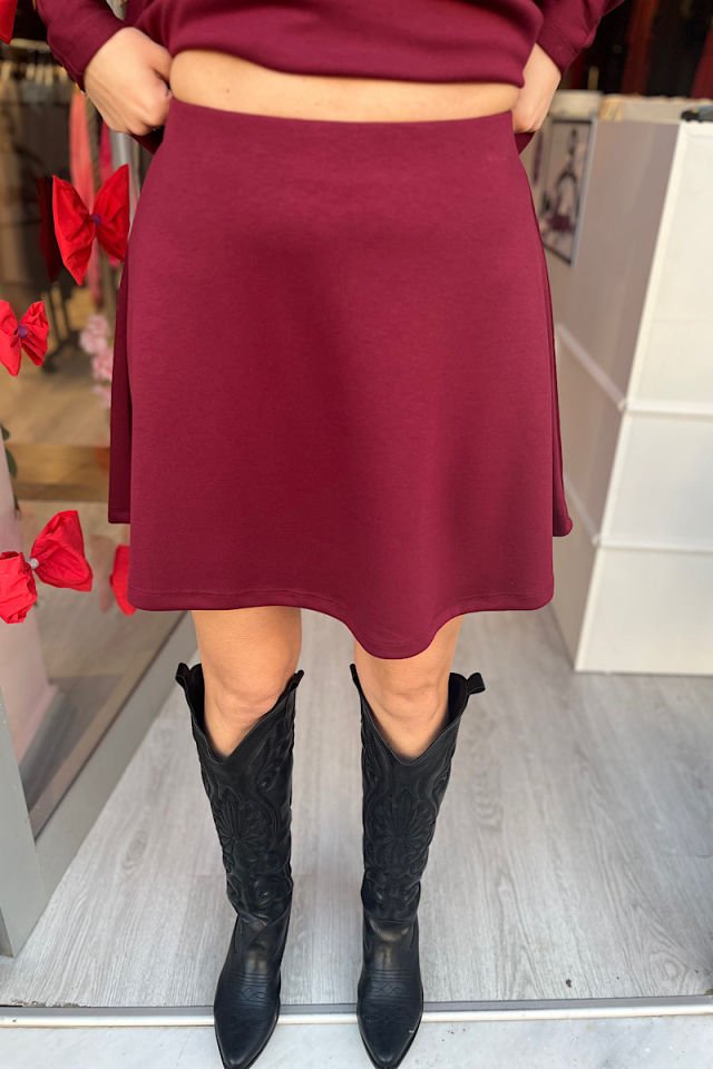 Etekli Modal Takım-Bordo