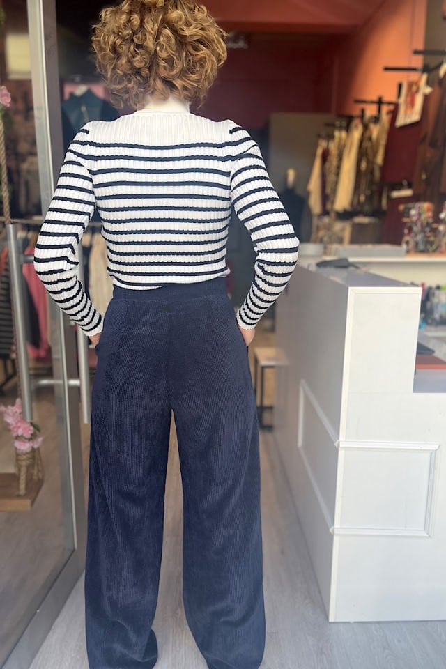 Bilekleri Gold Düğmeli Balıkçı Triko-Lacivert