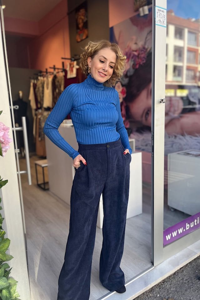 Yarım Balıkçıl Çelik Örme Triko-Saks