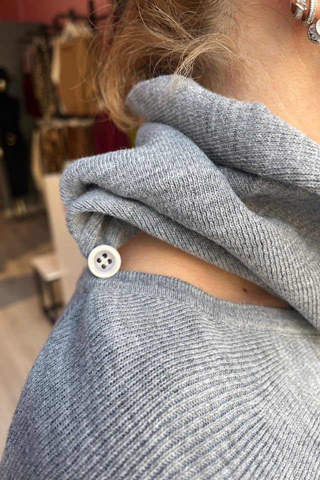 Boğazı Çıkarılabilir Triko-Gri