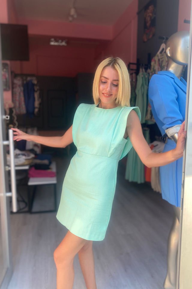 Fırfırlı Elbise-Mint