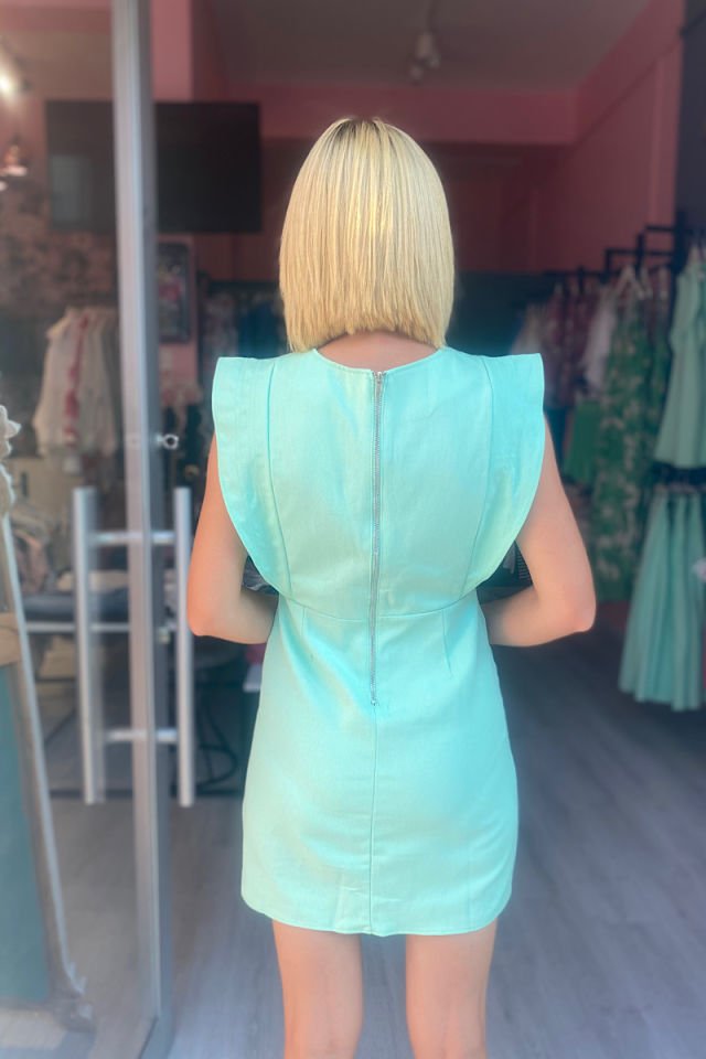 Fırfırlı Elbise-Mint