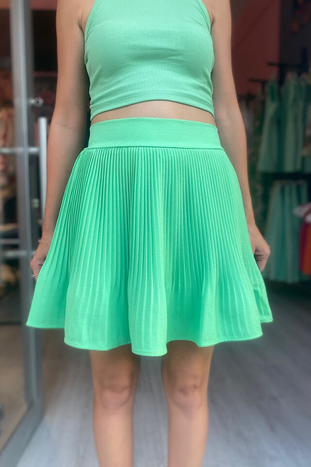 İçi Şortlu Etek-Mint